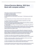 Clinical Decision Making  2022 Quiz Bank with complete solution