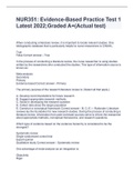 NUR351&colon; Evidence-Based Practice Test 1 Latest 2022&semi;Graded A&plus;&lpar;Actual test&rpar;