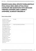 PENNSYLVANIA REAL ESTATE FUNDAMENTALS FINAL EXAM 2024-2025 ACTUAL EXAM COMPLETE 300 QUESTIONS WITH DETAILED VERIFIED ANSWERS &lpar;100&percnt; CORRECT ANSWERS&rpar; &sol;ALREADY GRADED A&plus;