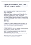 Clinical decision making - Final Exam 2022 with complete solution