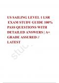 US SAILING LEVEL 1 LSR  EXAM STUDY GUIDE 100&percnt; PASS QUESTIONS WITH DETAILED ANSWERS &vert; A&plus; GRADE ASSURED &sol;&sol; LATEST