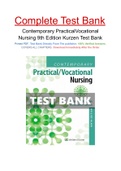 Contemporary Practical Vocational Nursing 9th Edition Kurzen Test Bank