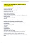 Exam 3 Geology Exam Questions with Correct Answers