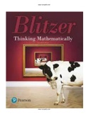 Thinking Mathematically 7th Edition Blitzer Test Bank ISBN-13: 9780134683713 |COMPLETE TEST BANK |Guide A+.