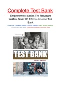 Empowerment Series The Reluctant Welfare State 9th Edition Jansson Test Bank