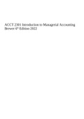 ACCT 2301 Introduction to Managerial Accounting Brewer 6th Edition 2022.