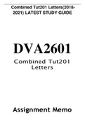 Combined Tut201 Letters (2018-2021) LATEST STUDY GUIDE 