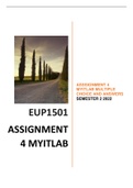 EUP1501 ASSIGNMENT 4 MYITLAB (MULTIPLE CHIOCE QUESTIONS AND ANSWERS) SEMESTER 2 2022