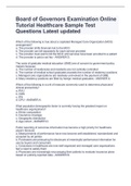 Board of Governors Examination Online Tutorial Healthcare Sample Test Questions