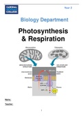 AQA A Level Biology - Photosynthesis and Respiration (2021-22)