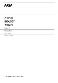 AQA A-level BIOLOGY 7402/1 Paper 1 Question Paper & Mark Scheme JUNE 2022 / Complete BUNDLE Download Instantly!!!