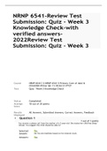 Exam (elaborations) NRNP 6541-Review Test Submission: Quiz - Week 3 Knowledge check with verified answers 2022