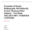 Essentials of Dental Radiography 9th Edition By Evelyn Thomson,Orlen Johnson – Test Bank 2022.2023 100% VERIFIED ANSWERS 