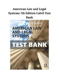 American Law and Legal Systems 7th Edition Calvil Test Bank