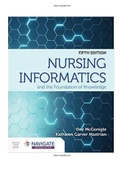 Nursing Informatics and the Foundation of Knowledge 5th Edition McGonigle Test Bank |Complete Guide A+|Instant download .
