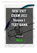 HESI EXIT EXAM 2022 Version 1 TEST BANK