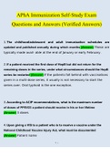 APhA Immunization Self-Study Exam Questions and Answers (2022/2023) (Verified Answers)