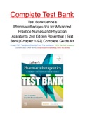 Test Bank Lehne&rsquo;s Pharmacotherapeutics for Advanced Practice Nurses and Physician Assistants 2nd Edition Rosenthal &vert; Test Bank&vert; Chapter 1-92&vert; Complete Guide A&plus;