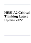HESI A2 Critical Thinking Exam Latest Update 2022