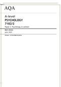 A-level PSYCHOLOGY 7182/2 Paper 2 Psychology in context Mark scheme June 2022 Version: 1.0 Final Mark Scheme