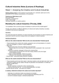 Summary of Cultural Industries (Lectures & All readings)