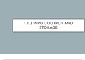 Presentation on topic 1.1.3 (Input, Output and Storage) from A level OCR
