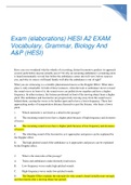 NURS 6670 Exam (elaborations) HESI A2 EXAM Vocabulary, Grammar, Biology And A&P (HESI)