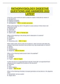 PATHOPHYSIOLOGY DIGESTIVE QUESTIONS AND ANSWERS 2022  LATEST
