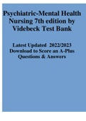 Psychiatric Mental Health Nursing 7th Edition, Sheila l, Videbeck Test Bank Latest Update 2022/2023