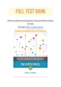 Effective Leadership and Management in Nursing 9th Edition Sullivan Test Bank