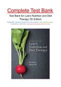 Test Bank for Lutz's Nutrition and Diet Therapy 7th Edition