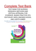 TEST BANK FOR NURSING RESEARCH METHODS AND CRITICAL APPRAISAL FOR EVIDENCE- BASED PRACTICE 9TH EDITION BY GERI LOBIONDO-WOOD&comma; AND JUDITH HABER