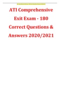 ATI Comprehensive Exit Exam - 180 Correct Questions & Answers 2021/2022