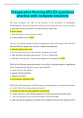 Preoperative Nursing-NCLEX questions practice with complete solutions