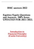 introduction to financial principles, BMC answers 2022,  introduction to financial principles examples, 2022, Equities Equity Questions, and Answers. 100% Score. introduction to financial principles institute	
