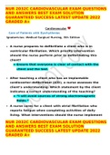 NUR 2032C CARDIOVASCULAR EXAM QUESTIONS AND ANSWERS BEST EXAM SOLUTION GUARANTEED SUCCESS LATEST UPDATE 2022 GRADED A+ 