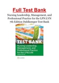 Nursing Leadership, Management, and Professional Practice for the LPN:LVN 7th Edition Dahlkemper Test Bank