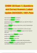 CHEM 120 Exam 1 &vert; Questions and Correct Answers &vert; Latest Update 2024&sol;2025 &vert; 100&percnt; Pass