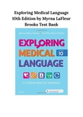 Exploring Medical Language 10th Edition by Myrna LaFleur Brooks Test Bank