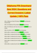 Oklahoma FFA Greenhand Quiz 2024 &vert; Questions and Correct Answers &vert; Latest Update &vert; 100&percnt; Pass