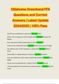 Oklahoma Greenhand FFA Questions and Correct Answers &vert; Latest Update 2024&sol;2025 &vert; 100&percnt; Pass