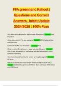 FFA greenhand Kahoot &vert; Questions and Correct Answers &vert; latest Update 2024&sol;2025 &vert; 100&percnt; Pass