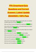 FFA Greenhand Quiz Questions and Correct Answers &vert; Latest Update 2024&sol;2025 &vert; 100&percnt; Pass