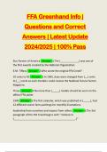 FFA Greenhand Info &vert; Questions and Correct Answers &vert; Latest Update 2024&sol;2025 &vert; 100&percnt; Pass