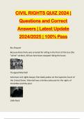 CIVIL RIGHTS QUIZ 2024 &vert; Questions and Correct Answers &vert; Latest Update 2024&sol;2025 &vert; 100&percnt; Pass