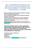 APEA- ORTHOPEDICS PHARM EXAM 2025 ACTUAL EXAM QUESTIONS AND DETAILED CORRECT ANSWERS WITH RATIONALES &vert; A&plus; GRADE