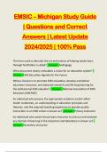 EMSIC &ndash; Michigan Study Guide &vert; Questions and Correct Answers &vert; Latest Update 2024&sol;2025 &vert; 100&percnt; Pass