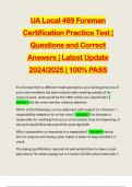 UA Local 469 Foreman Certification Practice Test &vert; Questions and Correct Answers &vert; Latest Update 2024&sol;2025 &vert; 100&percnt; PASS