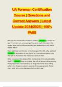 UA Foreman Certification Course &vert; Questions and Correct Answers &vert; Latest Update 2024&sol;2025 &vert; 100&percnt; PASS