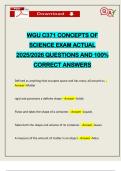 WGU C371 CONCEPTS OF SCIENCE EXAM ACTUAL 2025&sol;2026 QUESTIONS AND 100&percnt; CORRECT ANSWERS